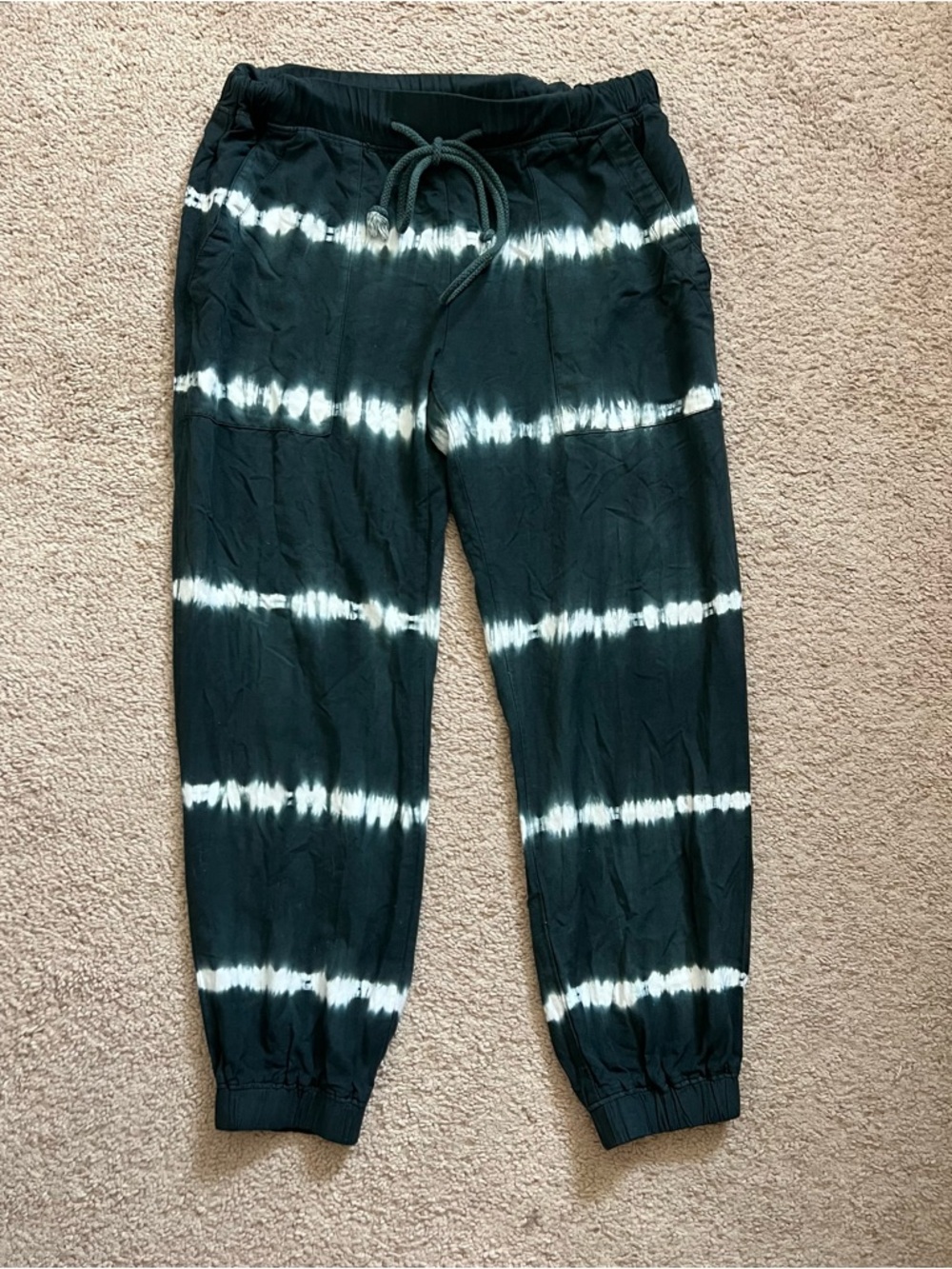 Juniper Blu Black Tie Dye Jogger Pants Medium Boho Lounge Casual